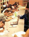 Seminar students and teachers take copious notes during an information session with two ACLU attorneys. 
