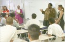 Mary Johnson and a contingent of parent researchers present to a class of Jordan High students.