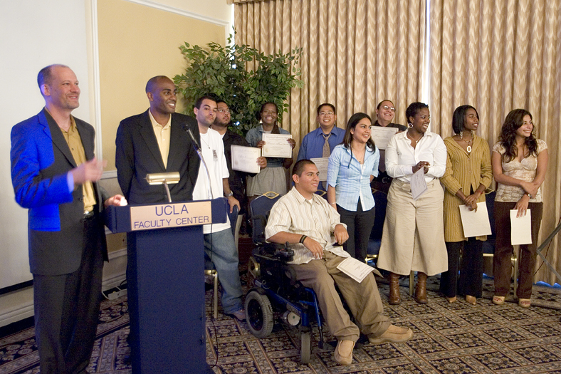 Prof. John Rogers and Prof. Ernest Morrell address the audience