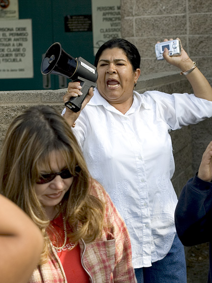 Parent using microphone