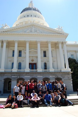 In front of state capitol