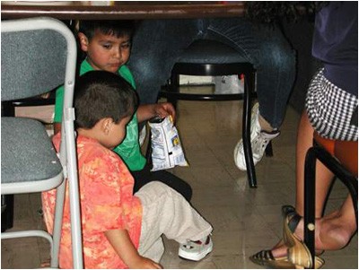 No pre-school or child care is available, so younger children attend the meetings. No pre-school or child care is available, so younger children attend the meetings.