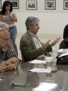 Tom Hayden speaks at the community meeting.