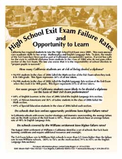 California Exit Exam Fact Sheet California Exit Exam Fact Sheet