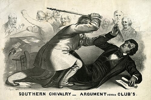 Illustration of the beating of Charles Sumner