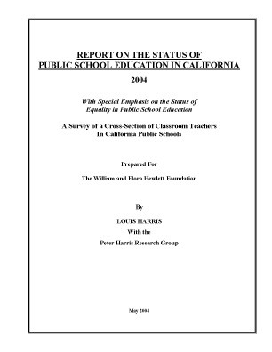 Cover of Report on the Status of Public School Education in California